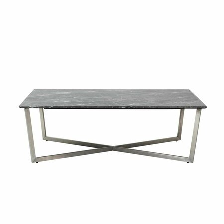 HOMEROOTS Stainless Faux Marble Coffee Table, Black 400562
